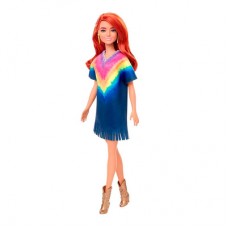 Кукла Barbie Fashionistas в синем платье тай-дай с бахромой (FBR37/GHW55) Кукла Barbie Fashionistas в синем платье тай-дай с бахромой (FBR37/GHW55)