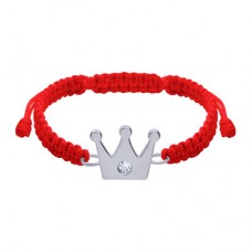 Браслет плетеный UMa&UMi Корона большая Swarovski красный (5907619275704)