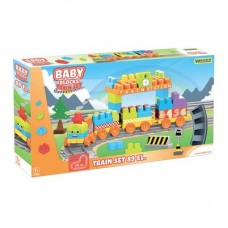 Конструктор Wader Baby blocks Железная дорога 89 элементов 3,35 м (41480)