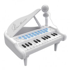 Игрушечное пианино-синтезатор Baoli белое с микрофоном 24 клавиши (BAO-1505B-W)
