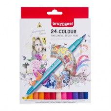Лайнеры-кисти Bruynzeel Fineliner Brush pen 24 цвета двусторонние (60325024) Лайнеры-кисти Bruynzeel Fineliner Brush pen 24 цвета двусторонние (60325024)